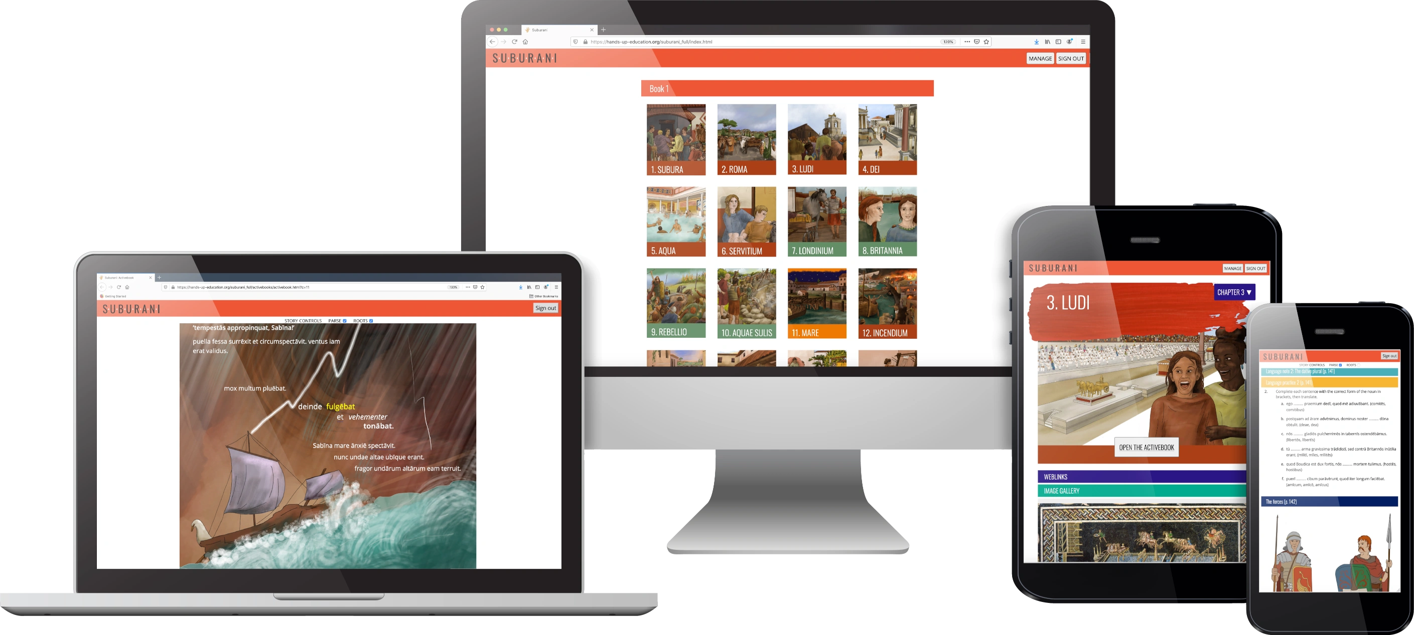Image of digital devices displaying Suburani pages