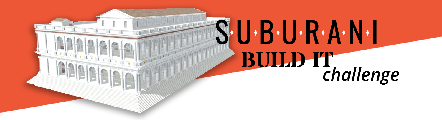 header with 3D model of a basilica and the title Suburani Build it challenge