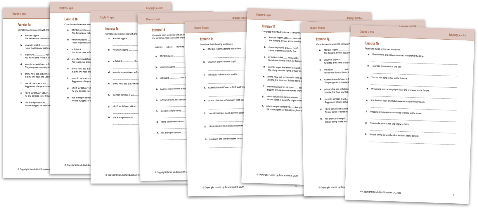 eight differentiated worksheets