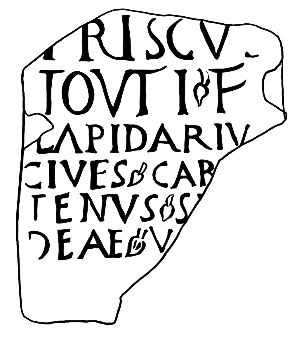 A drawing of a Roman inscription.