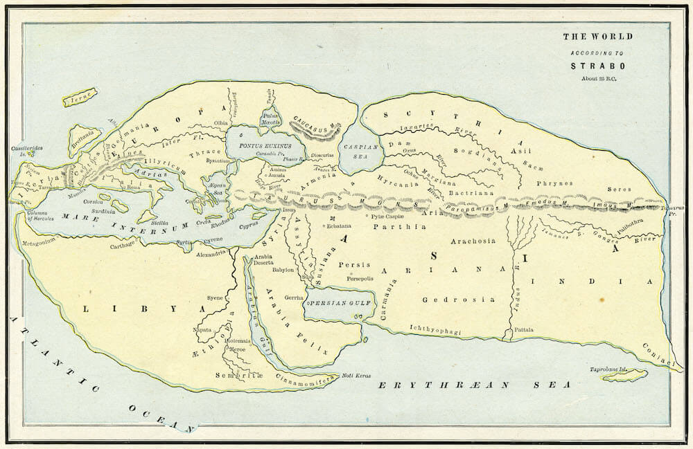 A reconstruction of Strabo’s world map.