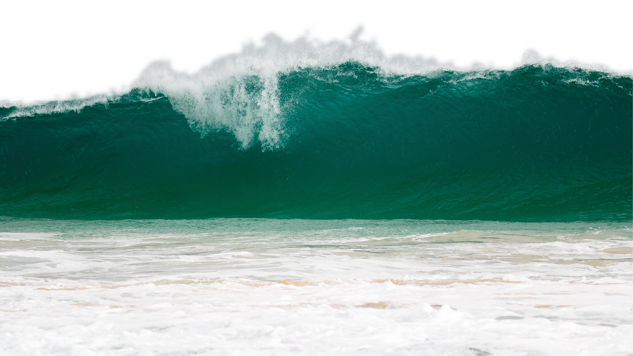 A giant wave, breaking along the top.