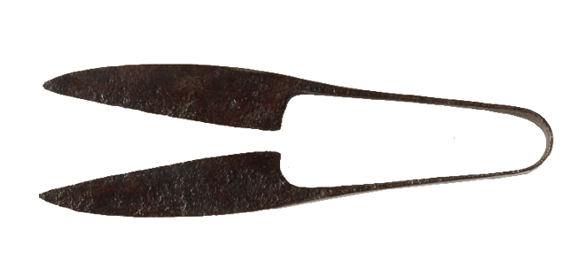 A pair of metal shears with two big blades.